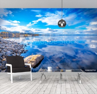 Picture of Autumn lake wiew from Lake Oulu  Kajaani Finland